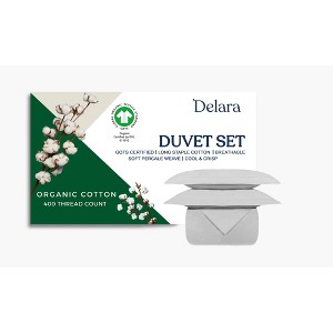Delara GOTS Certified 100% Organic Cotton Percale Duvet Cover with Sham, Ultra Soft, Smooth & Breathable - 1 of 4
