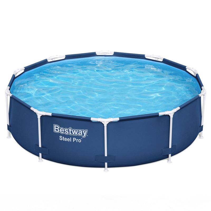 Bestway Steel Pro 10 Foot x 30 Inch Round Framed Above Ground Outdoor Backyard Swimming Pool Set with 330 GPH Filter Pump, Blue, 3 of 8
