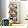 Whizmax Rattan Shoe Cabinet with 3 Flip Door 1 Drawer Wooden Free Standing Shoe Racks, Shoe Storage Organizer Shoe Rack for Entryway, Hallway - 3 of 4