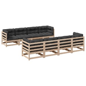 vidaXL Garden Sofa Set Wax Brown, Cream - Natural Pine With Cushions - 1 of 4
