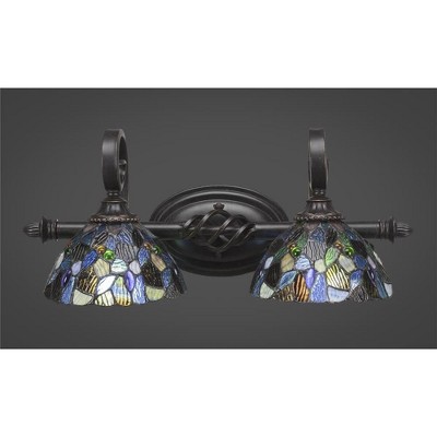 Toltec Lighting Elegante 2 - Light Vanity in  Dark Granite with 7" Blue Mosaic Art Glass Shade