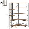 Homhougo Bookshelf Corner Bookcase Large Industrial Standing Bookshelves Metal Frame 5 Tier Tall Display Racks Rustic Book Shelf, Brown - 2 of 4