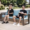 COWLOWN Light Blue Patio Wicker Sofa 3-Seater, Outdoor Rattan Couch with Thick Cushions & Armrests, Modern Garden Furniture for Porch, Balcony, Deck - 4 of 4