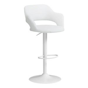 Monarch Specialties Bar Stool Swivel Bar Height Adjustable Metal Pu Leather Look White Contemporary Modern - 1 of 4