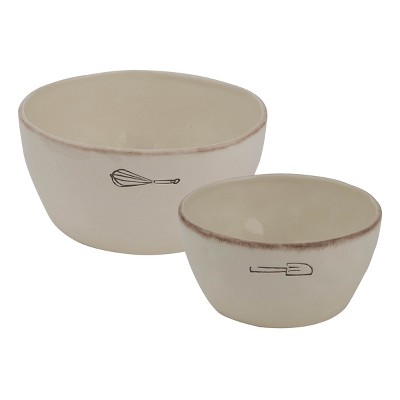 3pc (5qt, 3qt & 1.5qt) Stainless Steel Non-Slip Mixing Bowls (no lids)  Cream - Figmint™