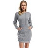 Women Long Sleeve Pocket Solid Color Pullover Hooded Tunic Dress - 3 of 4