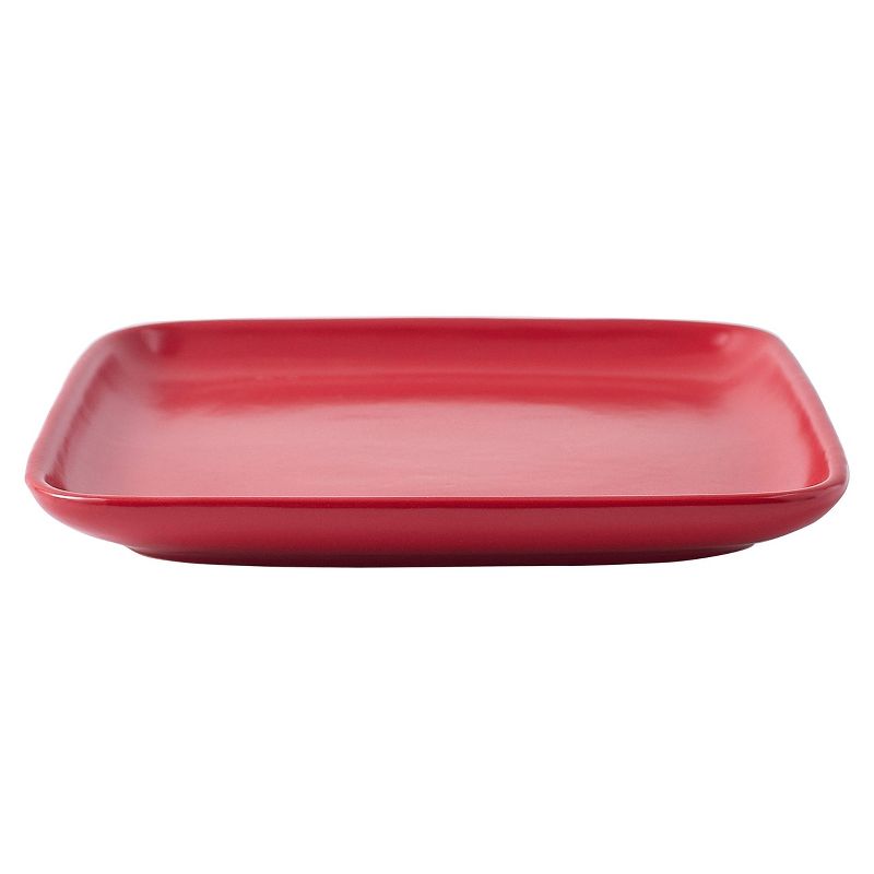 Bruntmor 10" Square Plates, Set of 4, Red, 3 of 6