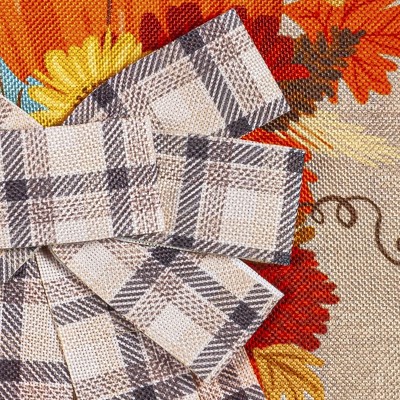 Rustic Fall Pumpkin and Bow Burlap Garden Flag