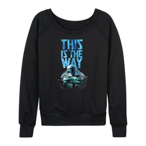 Women's - Star Wars - The Mandalorian This Is The Way Hyperspace Lightweight French Terry Wide Neck Long Sleeve Graphic Shirt - 1 of 4