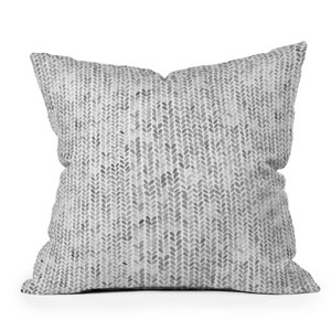 16"x16" Ninola Design Knitting Texture Wool Winter Square Throw Pillow White - Deny Designs - 1 of 4