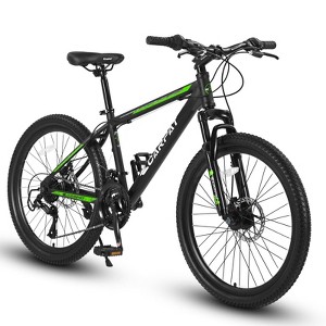 Infurnic Bicycles Mountain Bike, 21 Speeds with Mechanical Disc Brakes, Suspension MTB Bikes for Adult and Teenagers, Green, 71*25*39.3 - 1 of 4