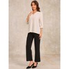 Allegra K Women's 3/4 Sleeve Ruched V Neck Casual Collar Relaxed Blouse - 4 of 4