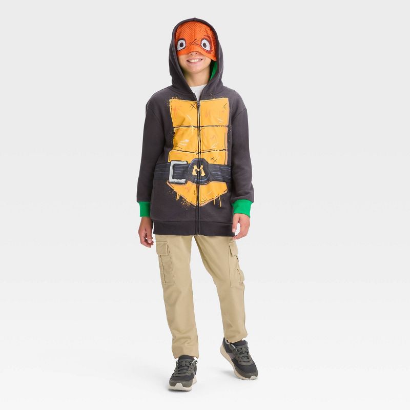 Boys' Teenage Mutant Ninja Turtles Michelangelo Zip-Up Sweatshirt - Black, 3 of 4