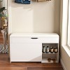 Shoe Storage Bench Entryway, Shoe Bench with Flip Drawers, Narrow Shoe Rack Bench, Shoe Cabinet with Open Shelf for Entryway Hallway, White - 2 of 4