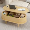 CAVINAS Fluted Lift Top Coffee Table,Living Room Tables with Hidden Compartment,Hydraulic Lift,Oval Wooden Center Table for Living Room,Office - 2 of 4