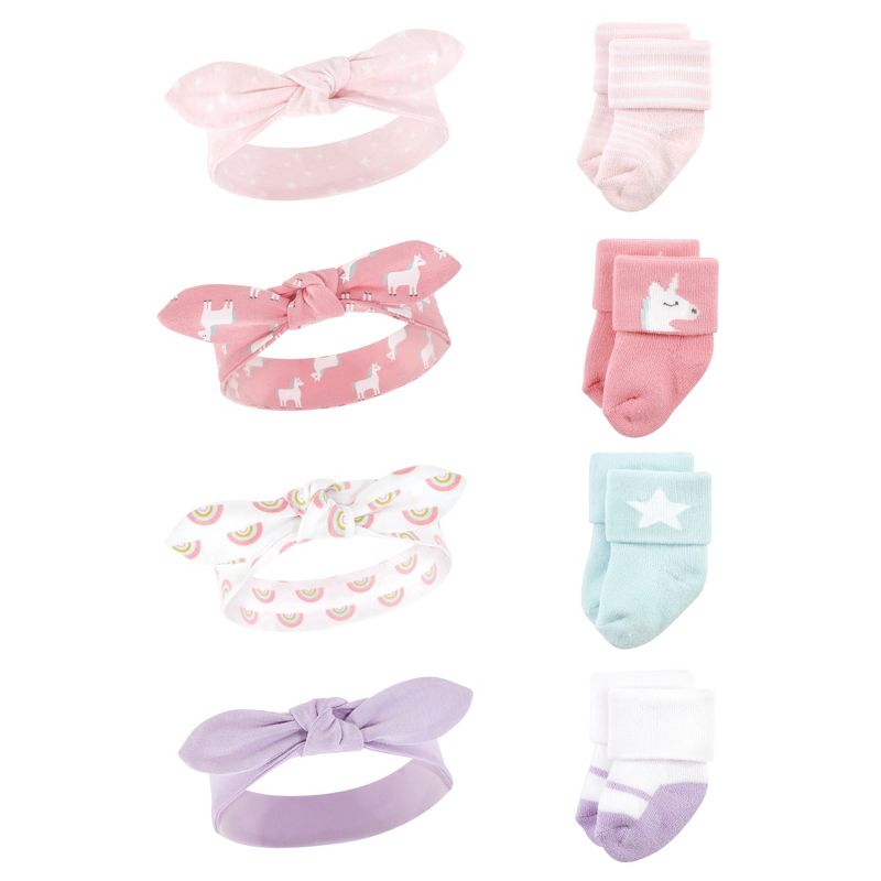 Hudson Baby Infant Girls Headband and Socks Set, Unicorn, 0-9 Months, 1 of 7