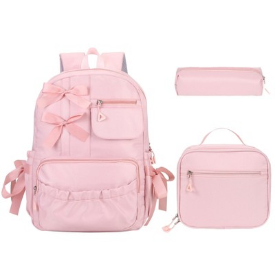 Girls Bow Backpack with Lunch box for School Coquette Bookbag Kawaii Dance Bag