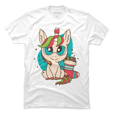 Men's Design By Humans Christmas Unicorn Fun Girls Kids Snowflake Holiday Xmas Gift By rasok T-Shirt
