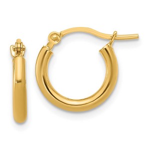 Black Bow Jewelry 2mm Round Hoop Earrings in 14k Yellow Gold, 12mm (7/16 Inch) - 1 of 4