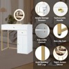 Infurnic Modern Vanity Tables Set with Lighted Mirror, Dressing Table and Cushioned Stool Set with Drawers, White 31.57"*15.87"*48.43” - 2 of 4