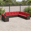 vidaXL 11 Piece Patio Sofa Set with Cushions - Brown and Red Without Table - 2 of 4