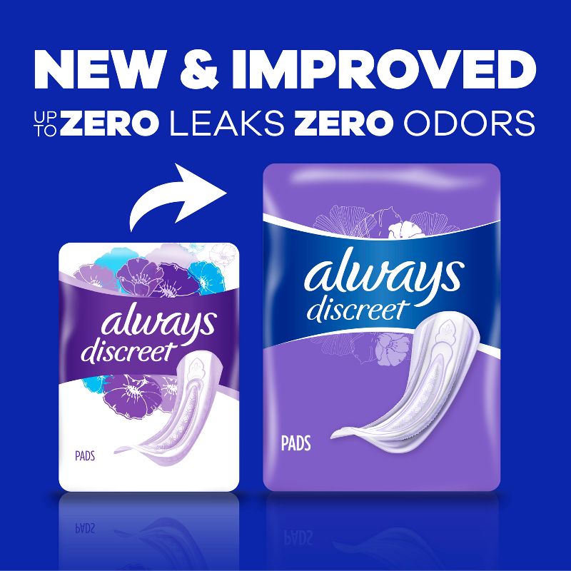 Always Discreet Incontinence & Postpartum Incontinence Pads for Women - Moderate Absorbency - Size 4, 4 of 14