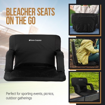 Black Reclining Stadium Seat Cushions with Armrests, Set of 2