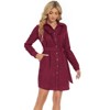 Coolmee Womens Ruffled Lapel V Neck Long Sleeve Button Waist Tie Wrap Mini Dress With Pocket Work Corduroy Dress - 2 of 4