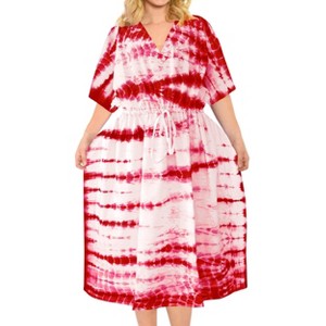 LA LEELA Womens House Daily Routine Evening Wear Loungewear Long Kaftan  Cover Up Dress Maxi Dresses Caftans for Women 2X-3X Pink, Tie Dye Design :  Target