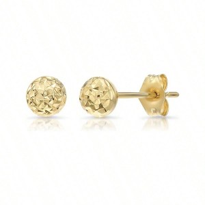 Yellow Gold Diamond - Cut Ball Stud Earrings Warm Luster Can Highlight The Softness of Women - 1 of 4