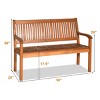 Tangkula Outdoor Eucalyptus Wood Park Bench Loveseat Chair with Armrest - 3 of 4