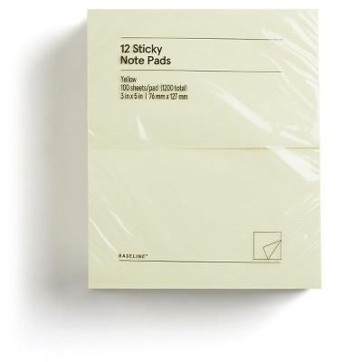 Staples Yellow Sticky Notes 3" x 5" 12/Pack BL58465-CC