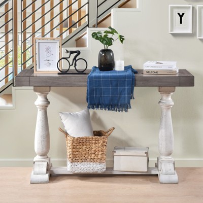 GlasFlength Console Tables with Curved Legs, ModernLuxe, Simplicity Rectangle Console Table, for Living Room, Gray, 50.2"*18.1"*30"