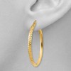 Black Bow Jewelry 2.5mm x 35mm 14k Yellow Gold Knife Edge Diamond-Cut Round Hoops - 3 of 4