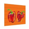 Trademark Fine Art Alice Straker Peppers on Orange Wood Slat Art - 2 of 4