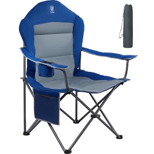 Oversize Camping Chairs for Adults, Folding Lawn Chair Supports 350 lbs with High Back and Cup Holder, Blue - 1 of 4