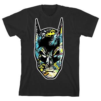 Batman Mask Graphics Black T-shirt Toddler Boy to Youth Boy