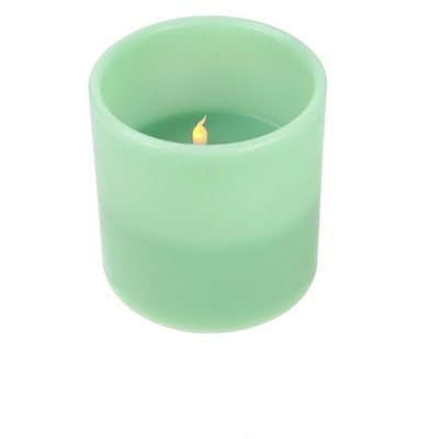 Northlight 6 Sage Green Battery Operated Flameless LED Lighted 3-Wick Flickering Wax Pillar Candle