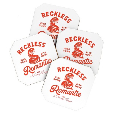 The Whiskey Ginger Reckless Romantic Kiss Some Bite Many Coaster Set - Deny Designs