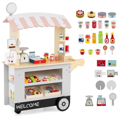 Safstar Kids Snacks & Sweets Food Cart Kids Toy Cart Play Set w/ 30 PCS Accessories