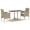 vidaXL 3 Piece Patio Dining Set Beige - 2 of 4