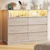 6 Drawer Led Dresser for Bedroom, 51" Wide Wood Dresser Storage Organizer with LED Lights & Charging Station, Dressers with Open Shelves - 3 of 4