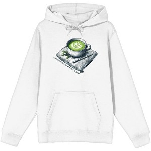 Matcha Teacup I Only Love My Bed and Matcha Adult Long Sleeve Hoodie - 1 of 2