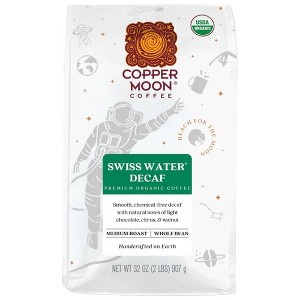 Copper Moon Swiss Water Organic Blend Medium Roast Whole Bean Coffee - Decaf - 2lbs - 1 of 4