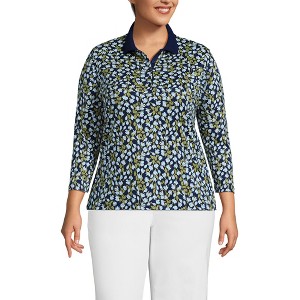 Lands' End Women's 3/4 Sleeve Supima Cotton Polo Shirt - 1 of 3