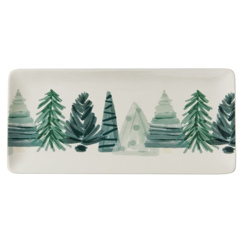 Split P Hand Painted Holiday Christmas Platter - Green - image 1 of 3