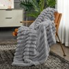 Itopfox Cozy Bliss Faux Fur Throw Blanket for Couch, Warm Plush Striped Blanket for Sofa Bedroom Living Room, Gray - 4 of 4