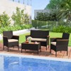 Tangkula 8 Piece Outdoor Patio Rattan Furniture Set Rattan Conversation Set w/ Chairs & Loveseat - 3 of 4