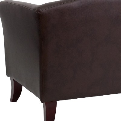 Cherry Brown LeatherSoft Track Arm Loveseat for Reception