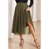 Women's Tulle Layered A-Line Skirt - High Waist Flowy Long Tutu for Date Night & Fall Fashion Green - 4 of 4